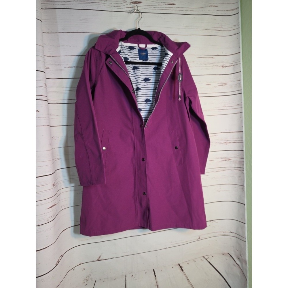 Cotton Traders Raincoat Women's, Waterproof Hooded Long Jacket Size 14